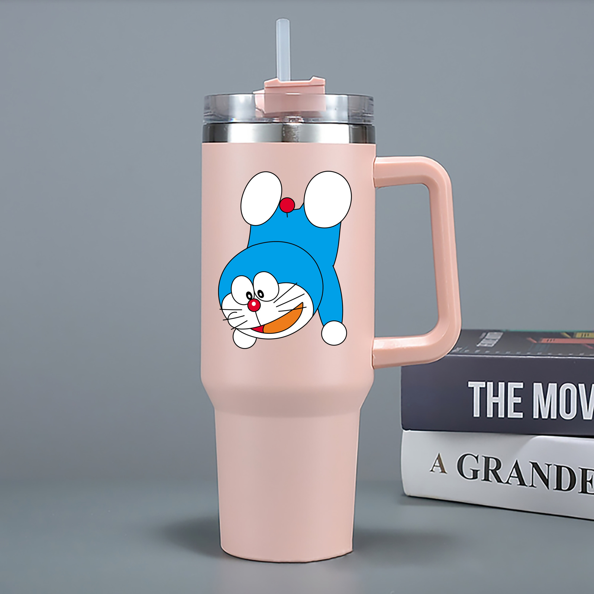 （画像用） ドラえもん Doraemon 1200mL車用タンブラー - クリスタルステッカー（プラスチックストロー付き）